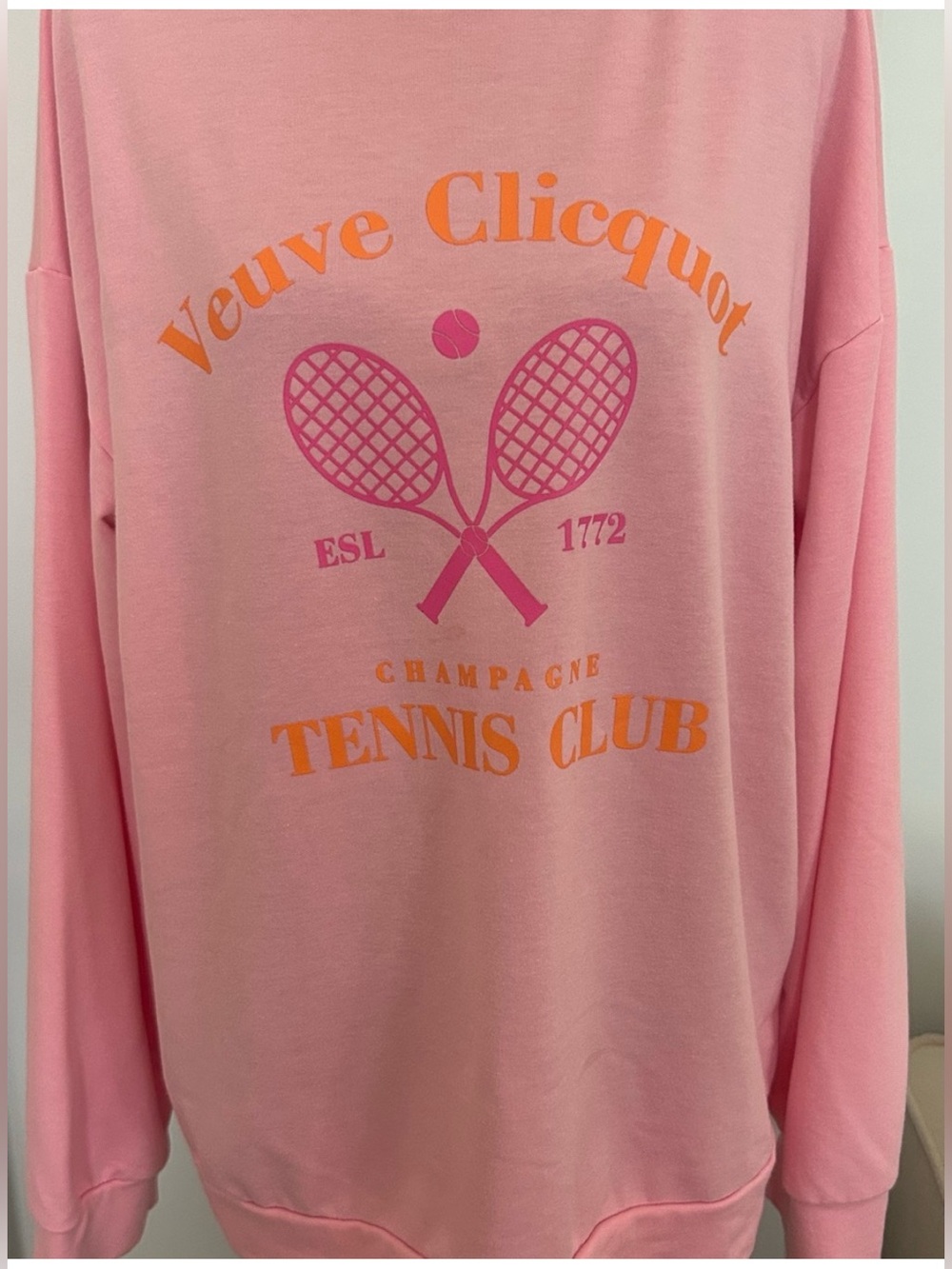 Veuve Clicquot Pink Tennis Club Graphic Crewneck thin Sweatshirt 🎾🎾🎾